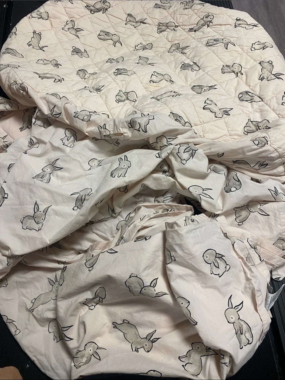Crate&Barrel Light Pink Bunny crib sheet set and changing pad cover